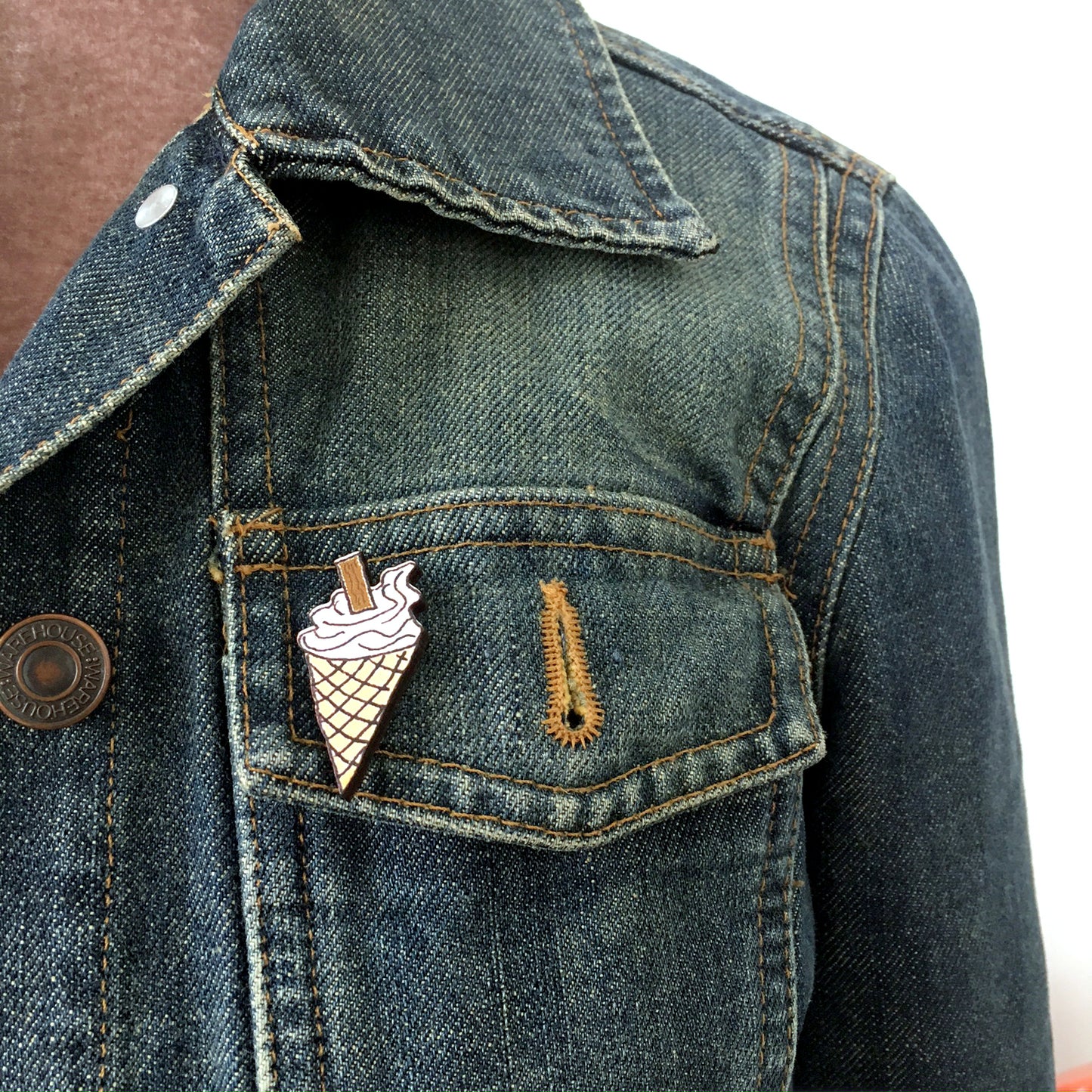 Ice cream cone wooden pin - Great gift for girls