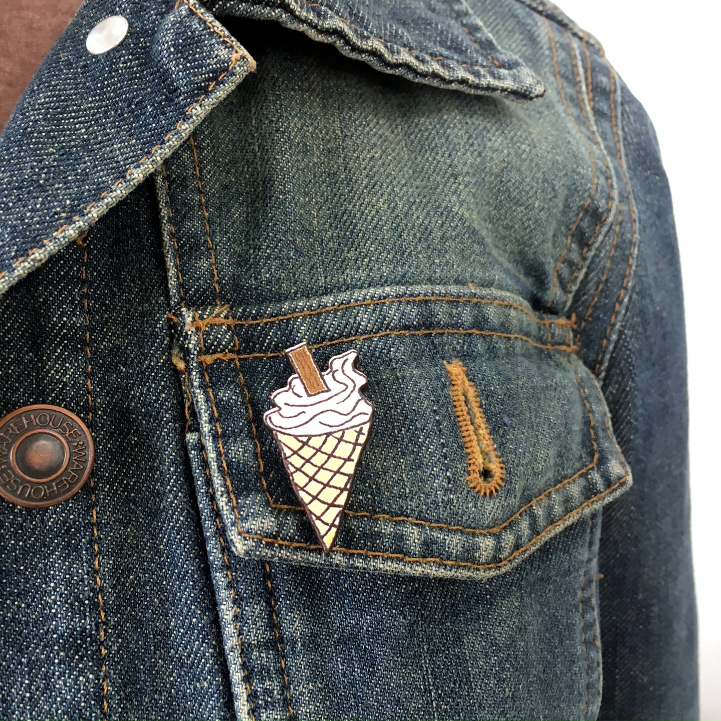 Ice cream cone wooden pin - Great gift for girls