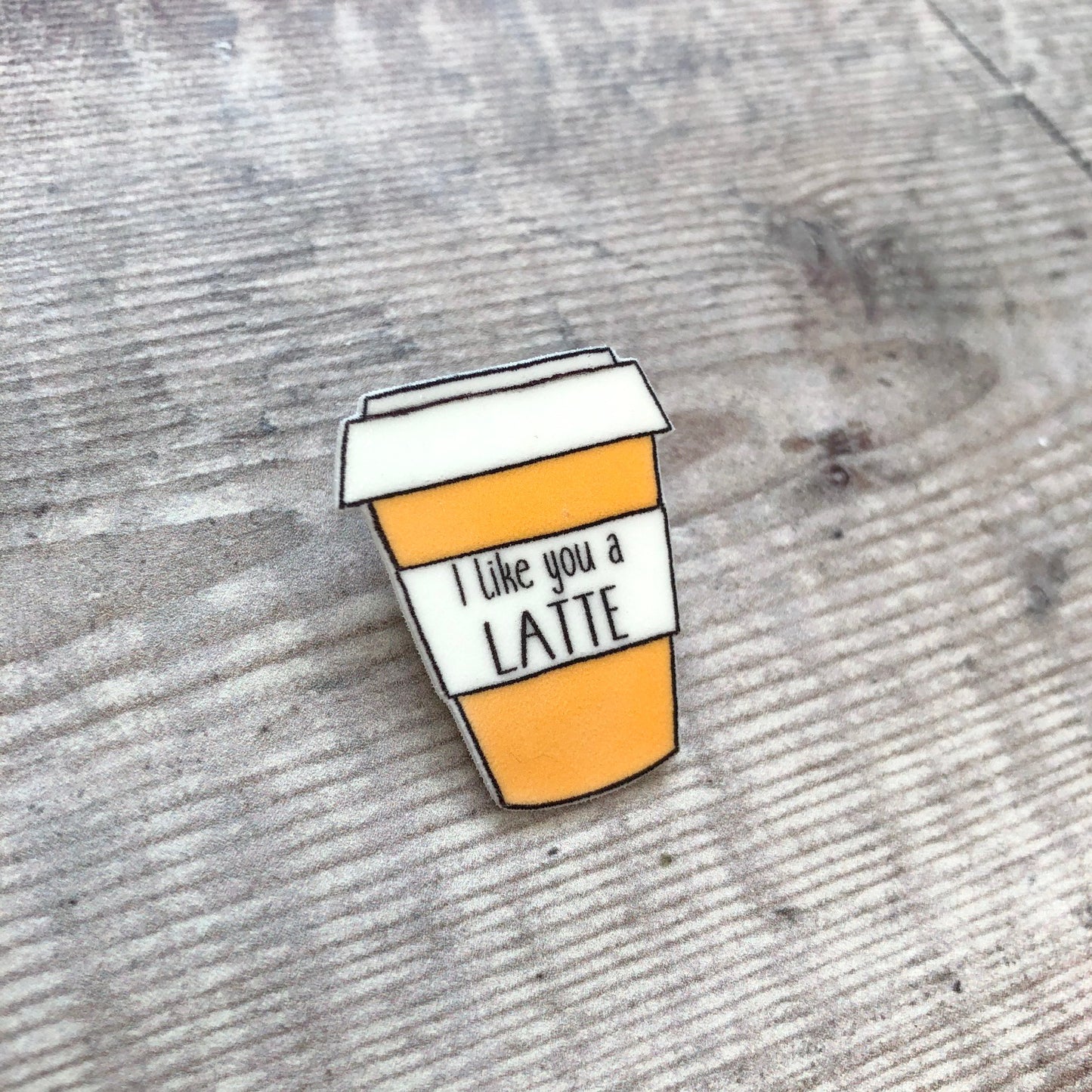 Valentine coffee lover brooch - Latte pin badge