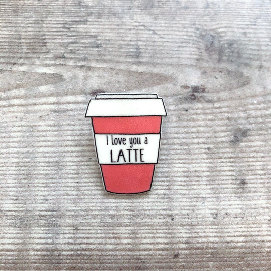 Coffee lover brooch - Latte pin badge - Valentine's gift