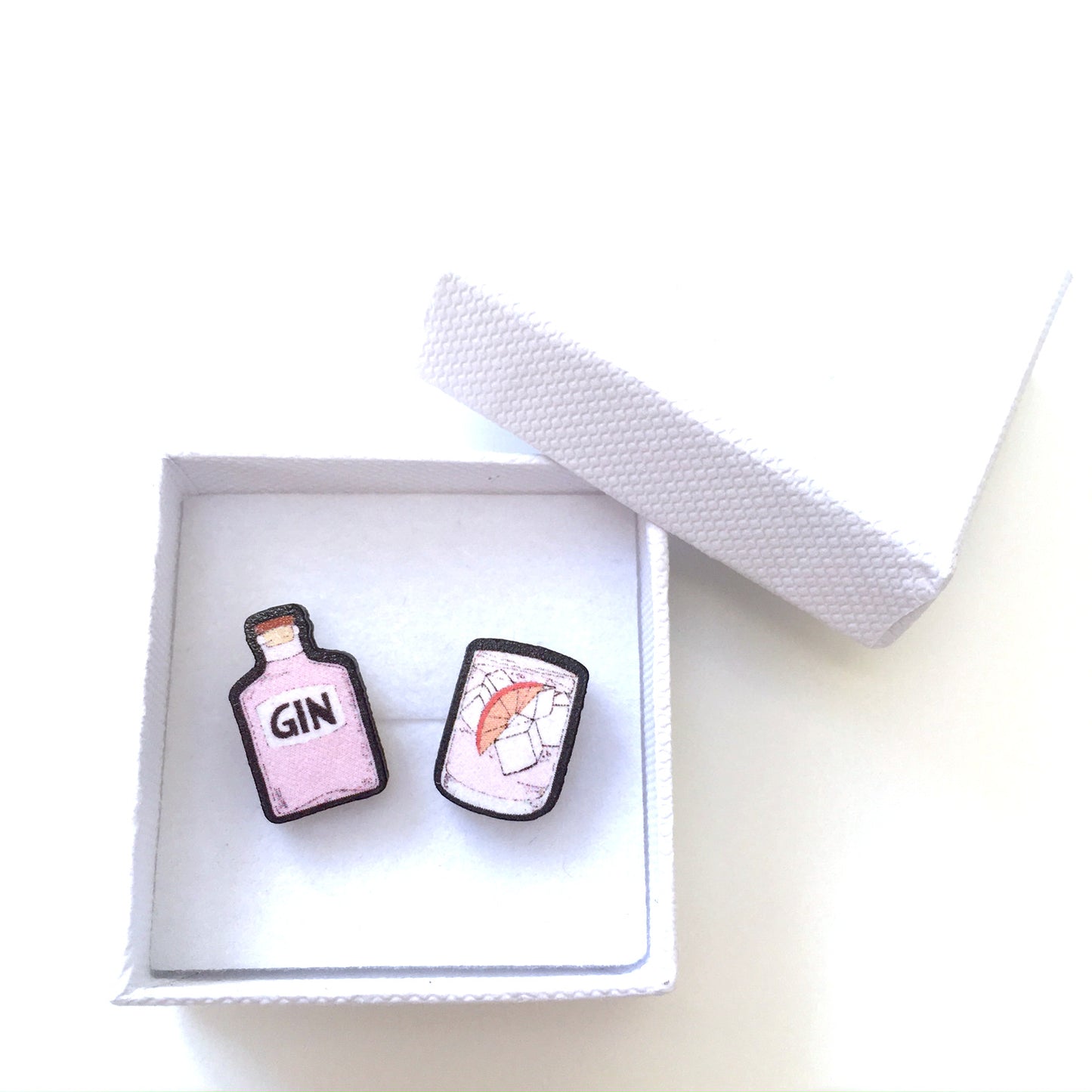 Pink gin and tonic mismatch stud earrings
