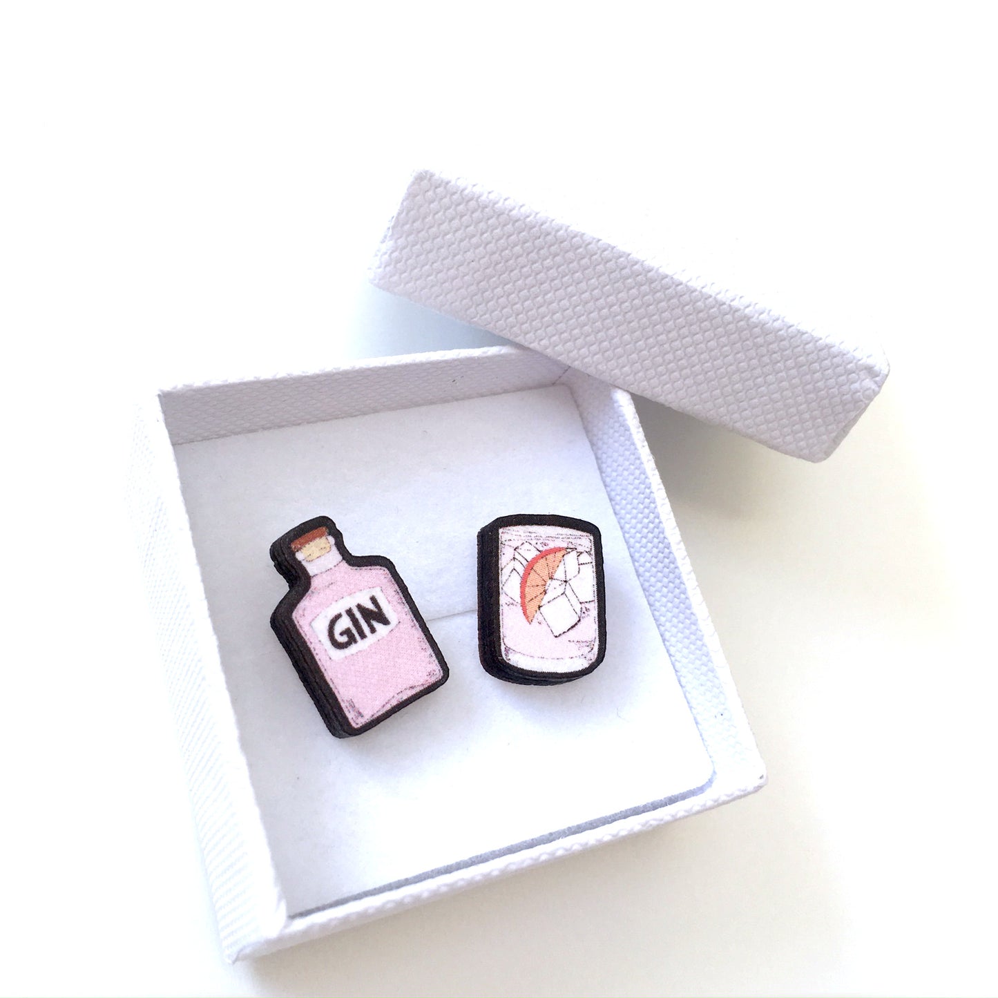 Pink gin and tonic mismatch stud earrings