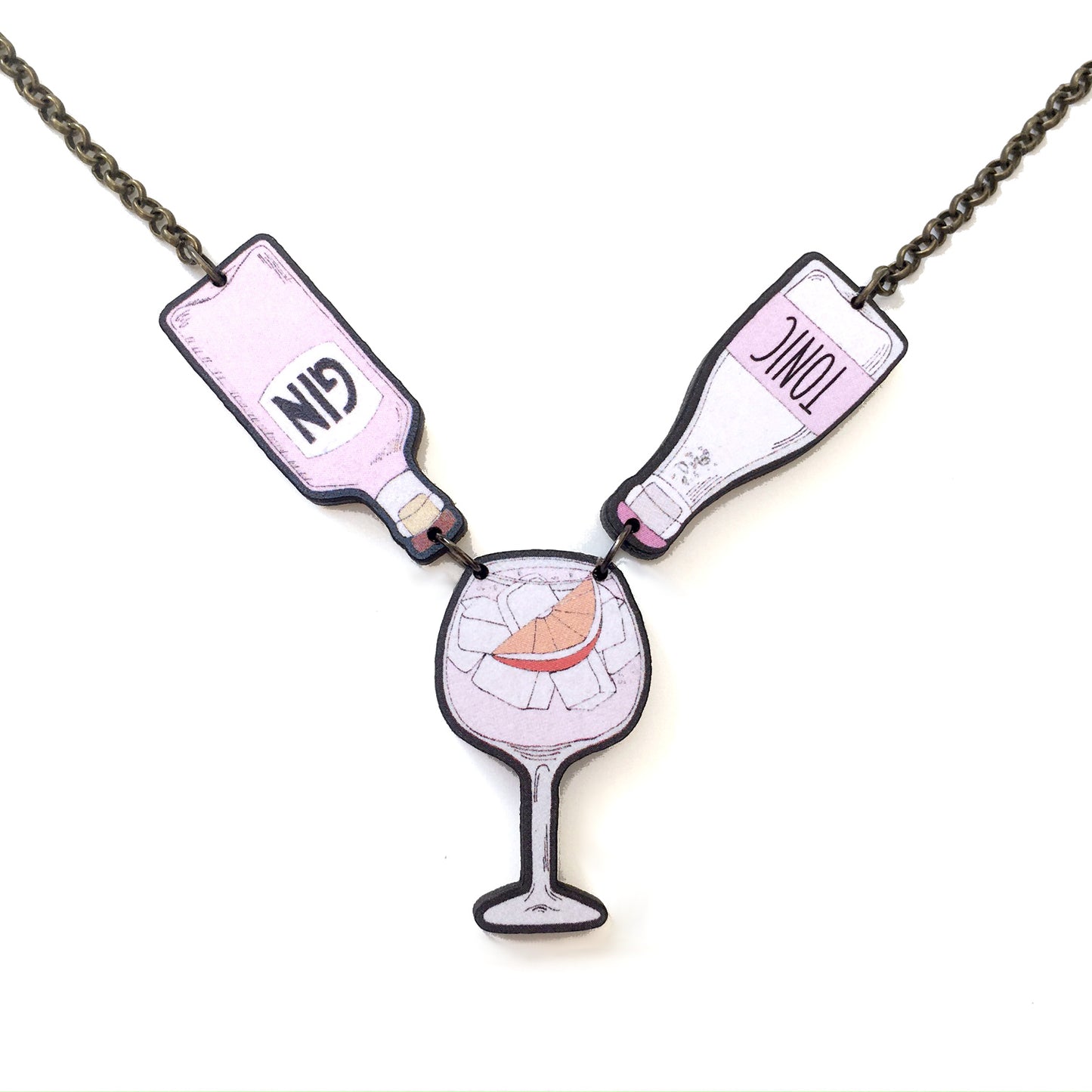 Pink gin and tonic statement necklace