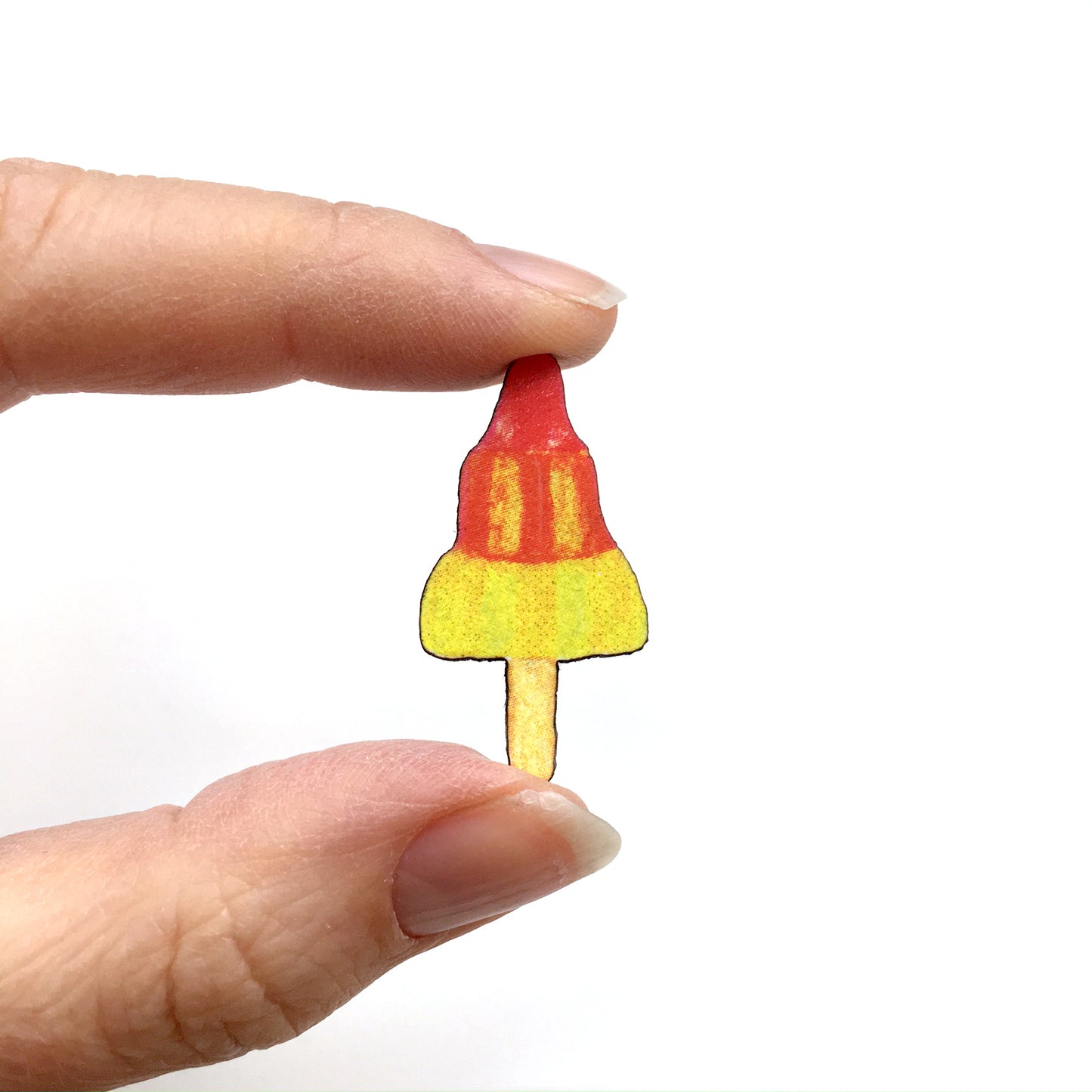 Rocket lolly ice cream wooden pin - Retro lapel pin