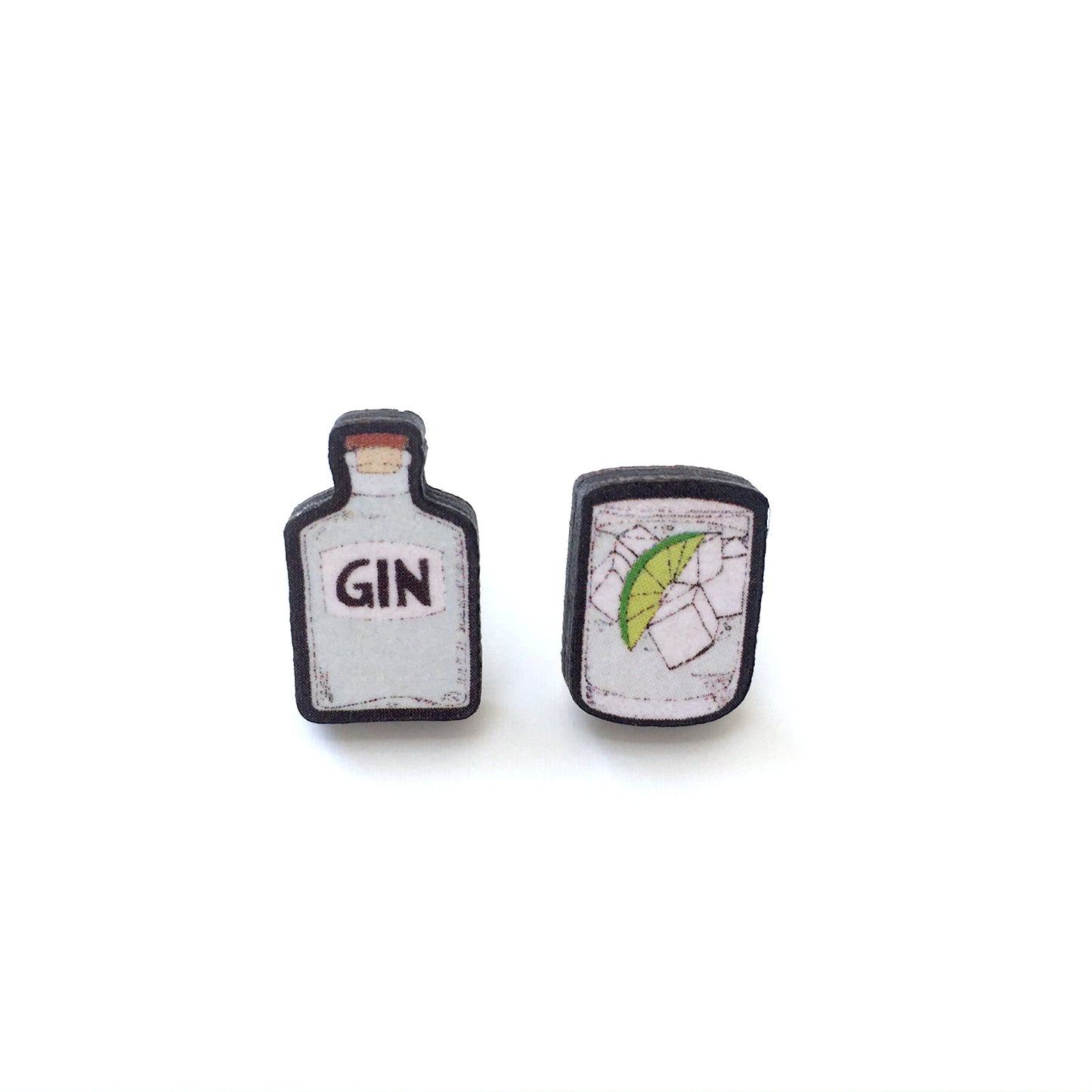 Gin and tonic mismatch stud earrings