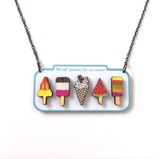 Ice cream lover sign statement necklace