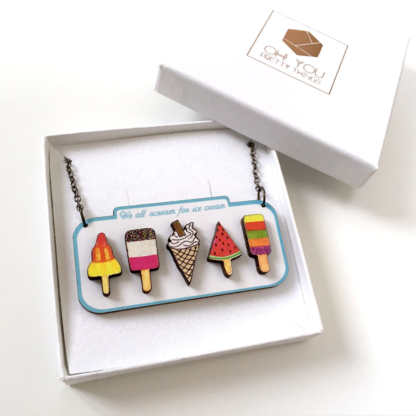 Ice cream lover sign statement necklace