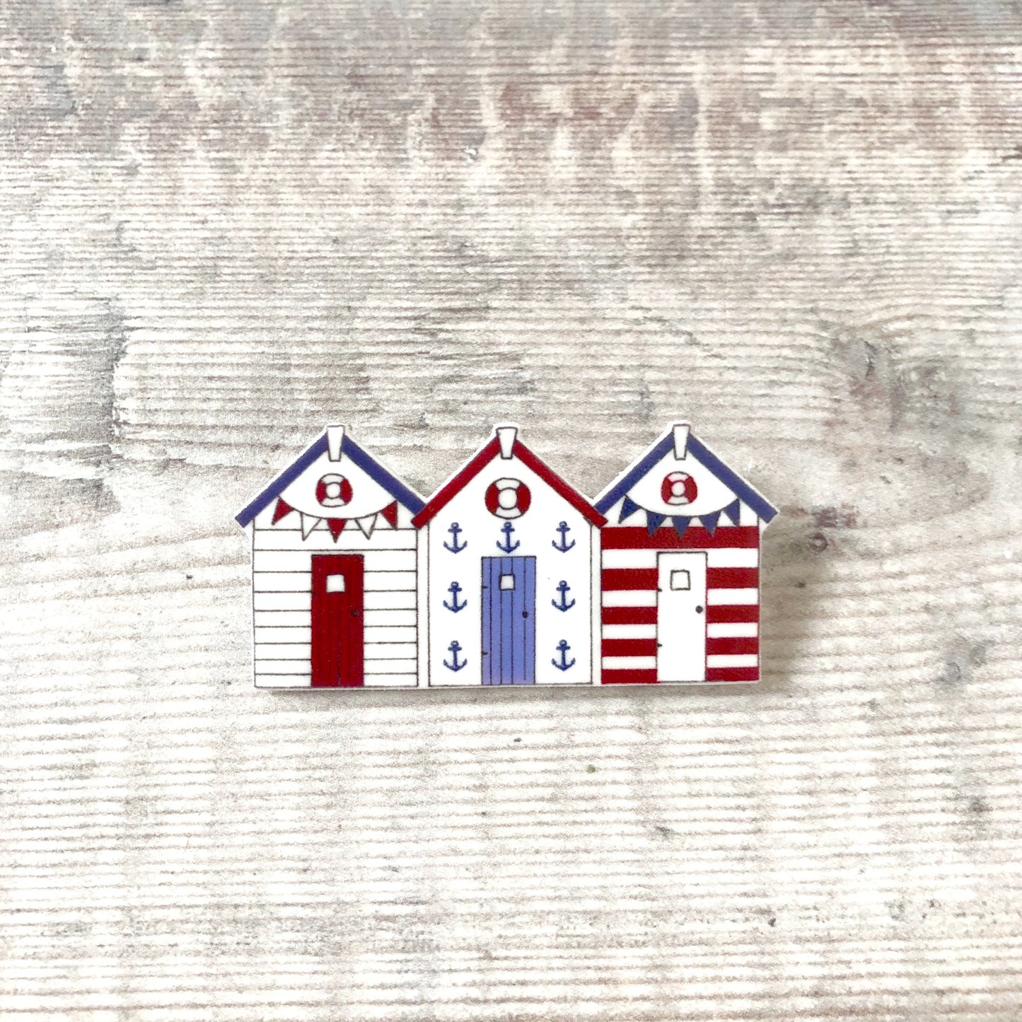 Beach huts pin badge - Summer brooch - Nautical jewellery - Gift for her