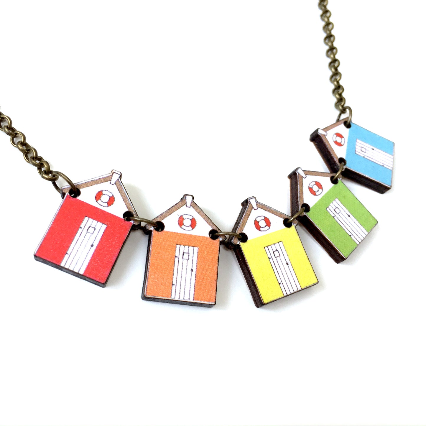 Bright beach hut necklace - Summer gift for her