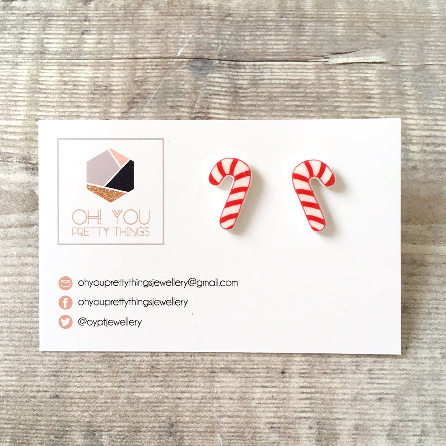 Candy canes christmas stud earrings - Secret santa gift
