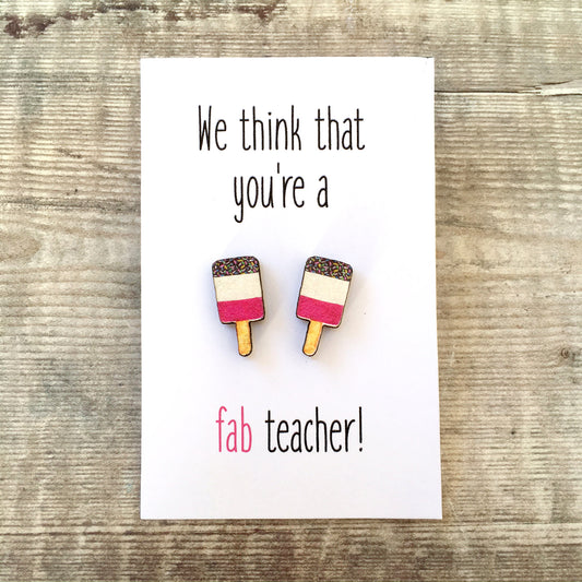 Fab teacher stud earrings gift