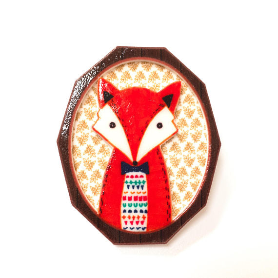 Fox cameo 3D brooch