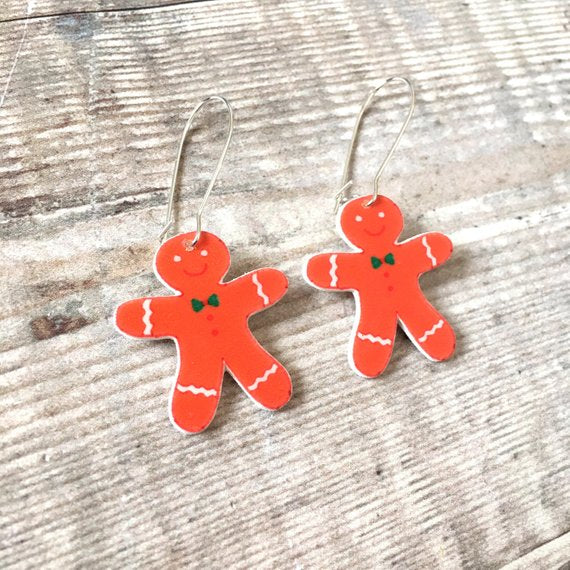 Gingerbread man earrings - Xmas novelty earrings - Secret santa
