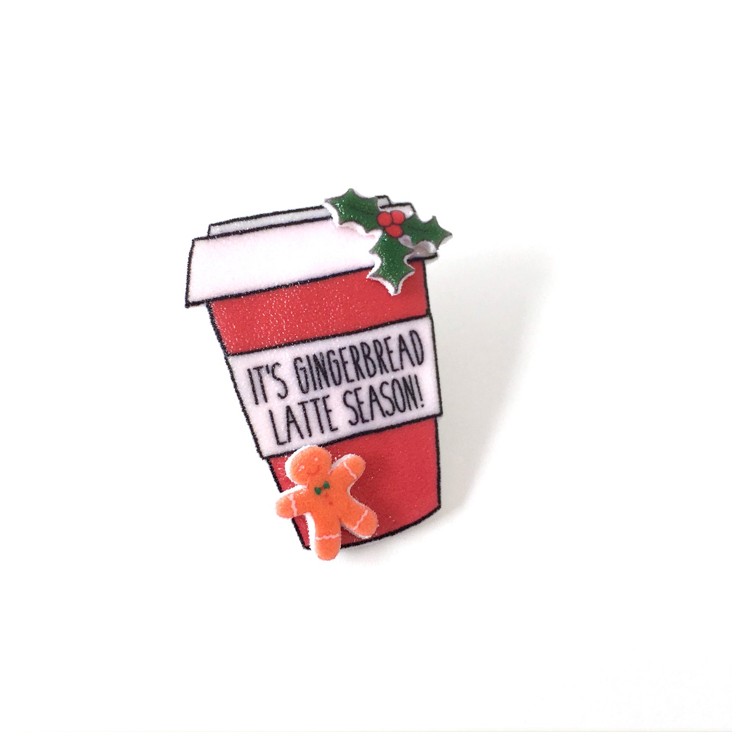 Gingerbread latte coffee cup pin badge stocking filler gift