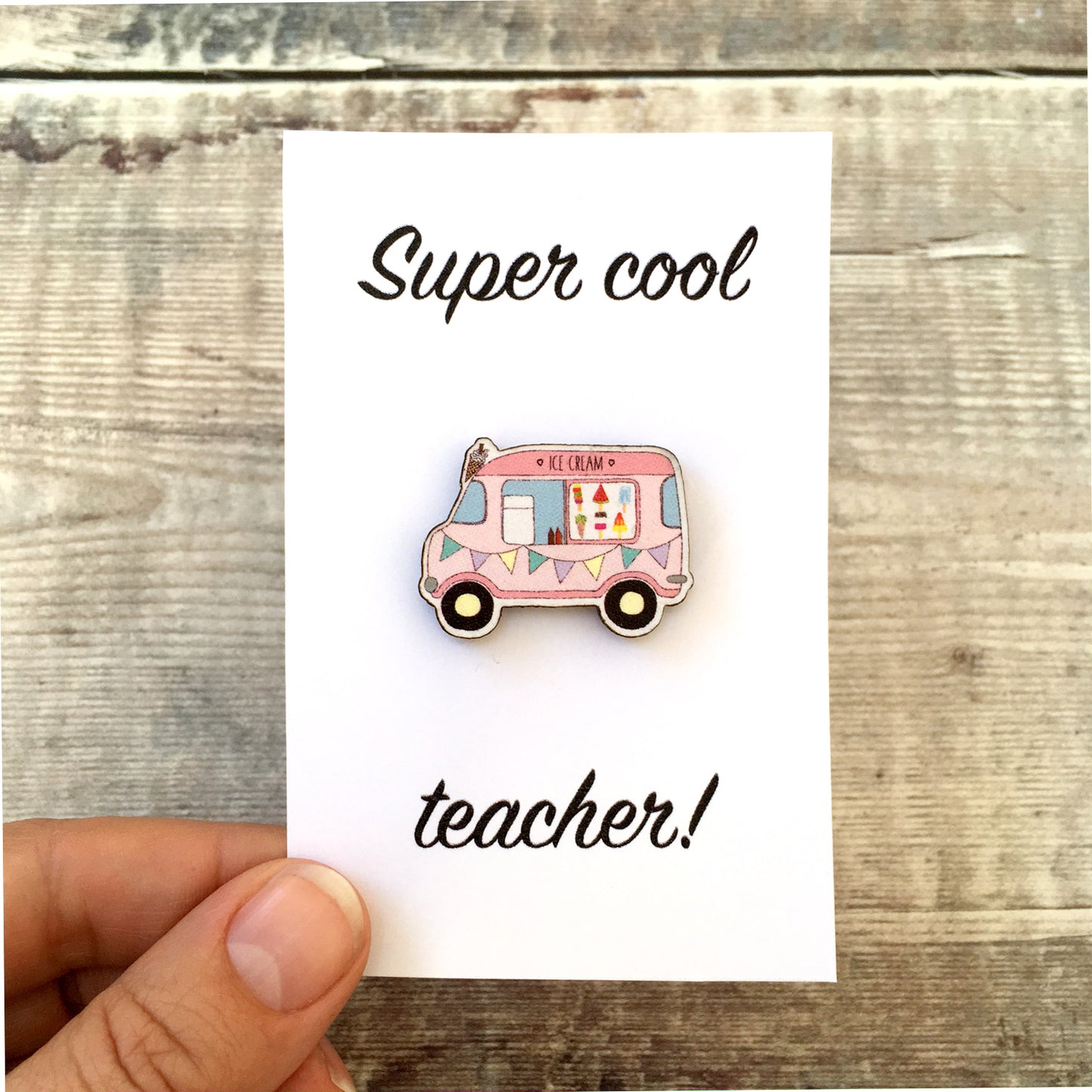 Super cool ice cream van teacher lapel pin gift