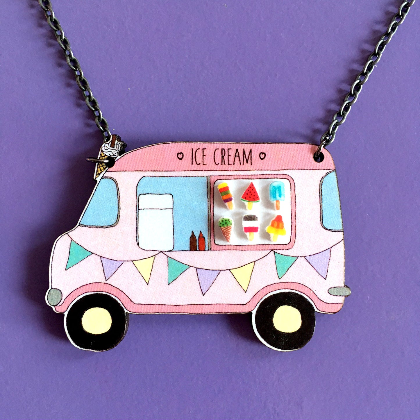 Ice cream van necklace - Quirky statement necklace