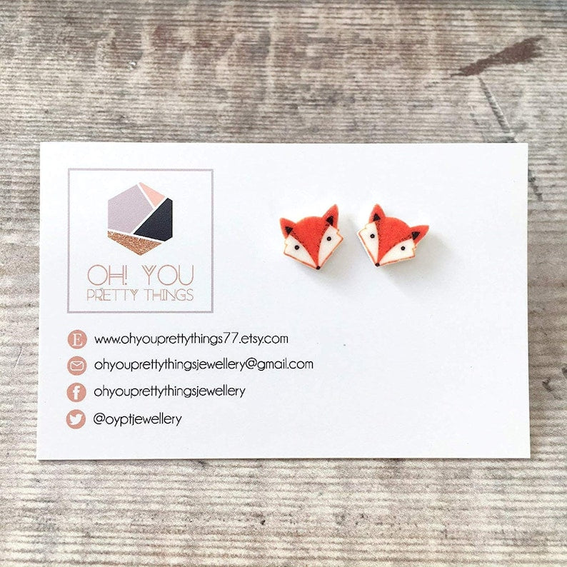 Fox stud earrings - Cute jewellery gift for her