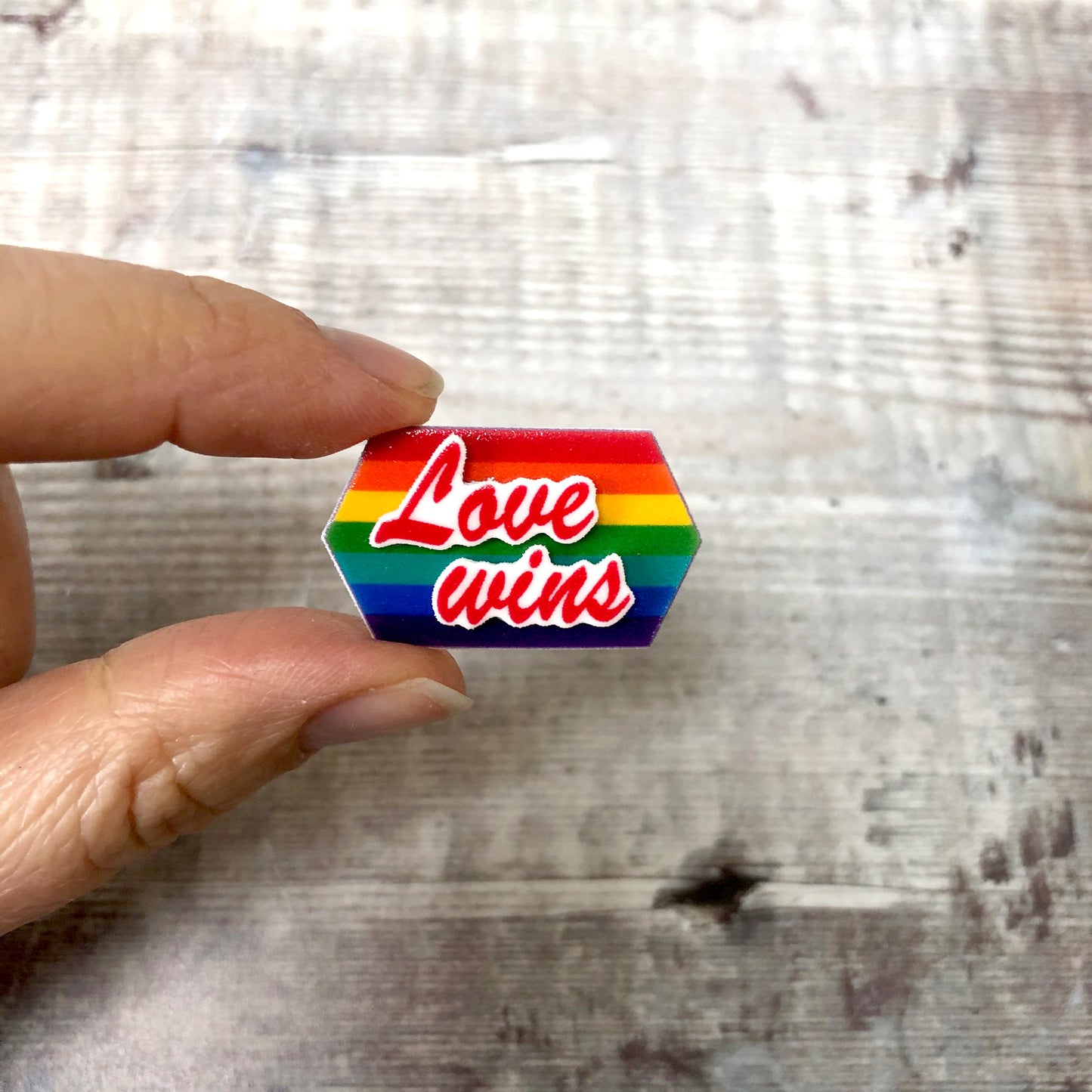Love wins rainbow colours pin badge