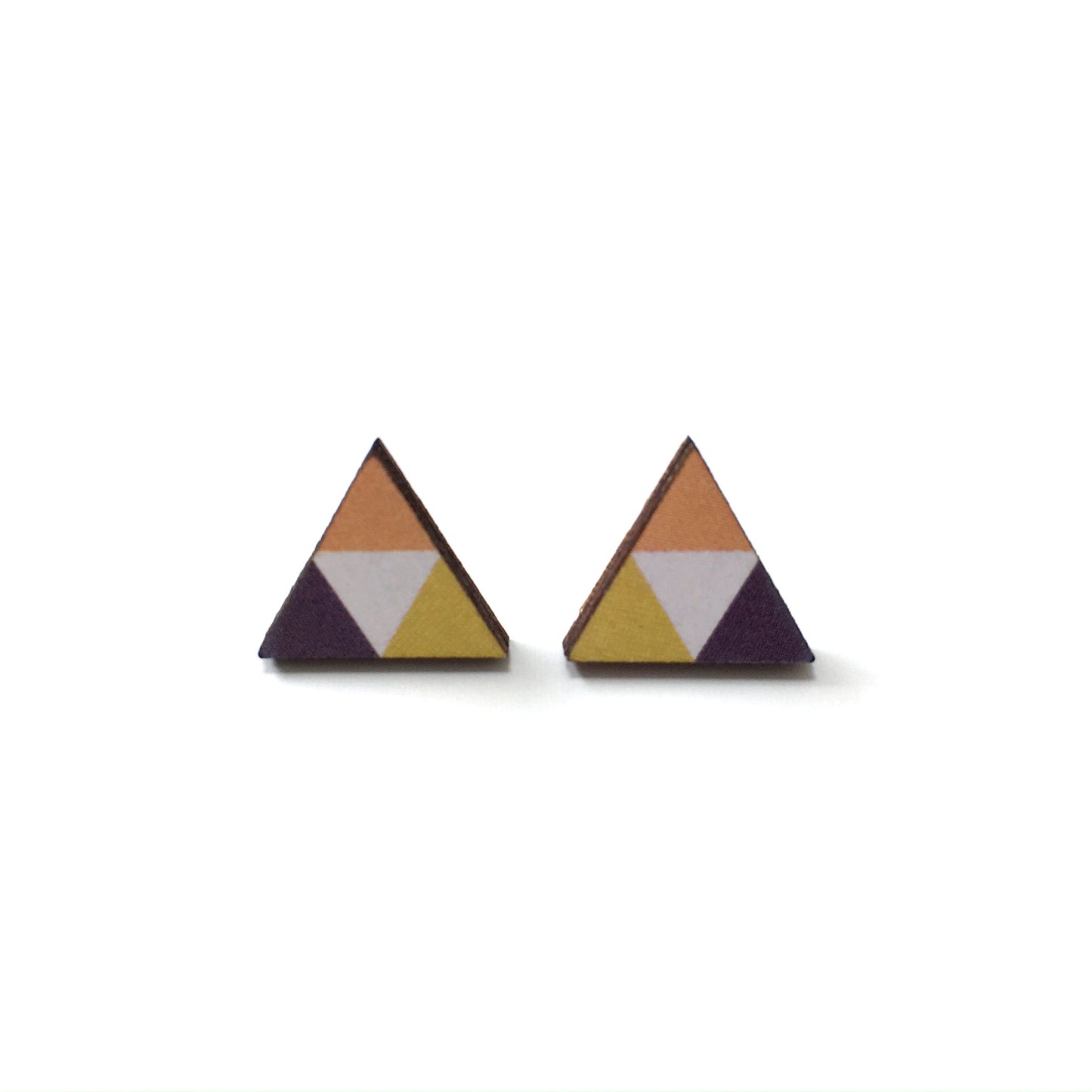 Orange triangle laser cut stud earrings