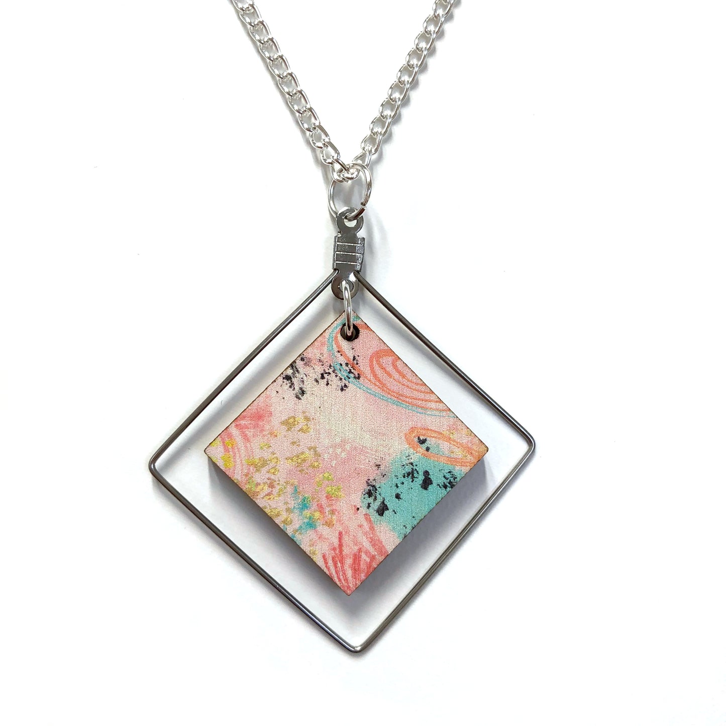 Pink pendant necklace - abstract design