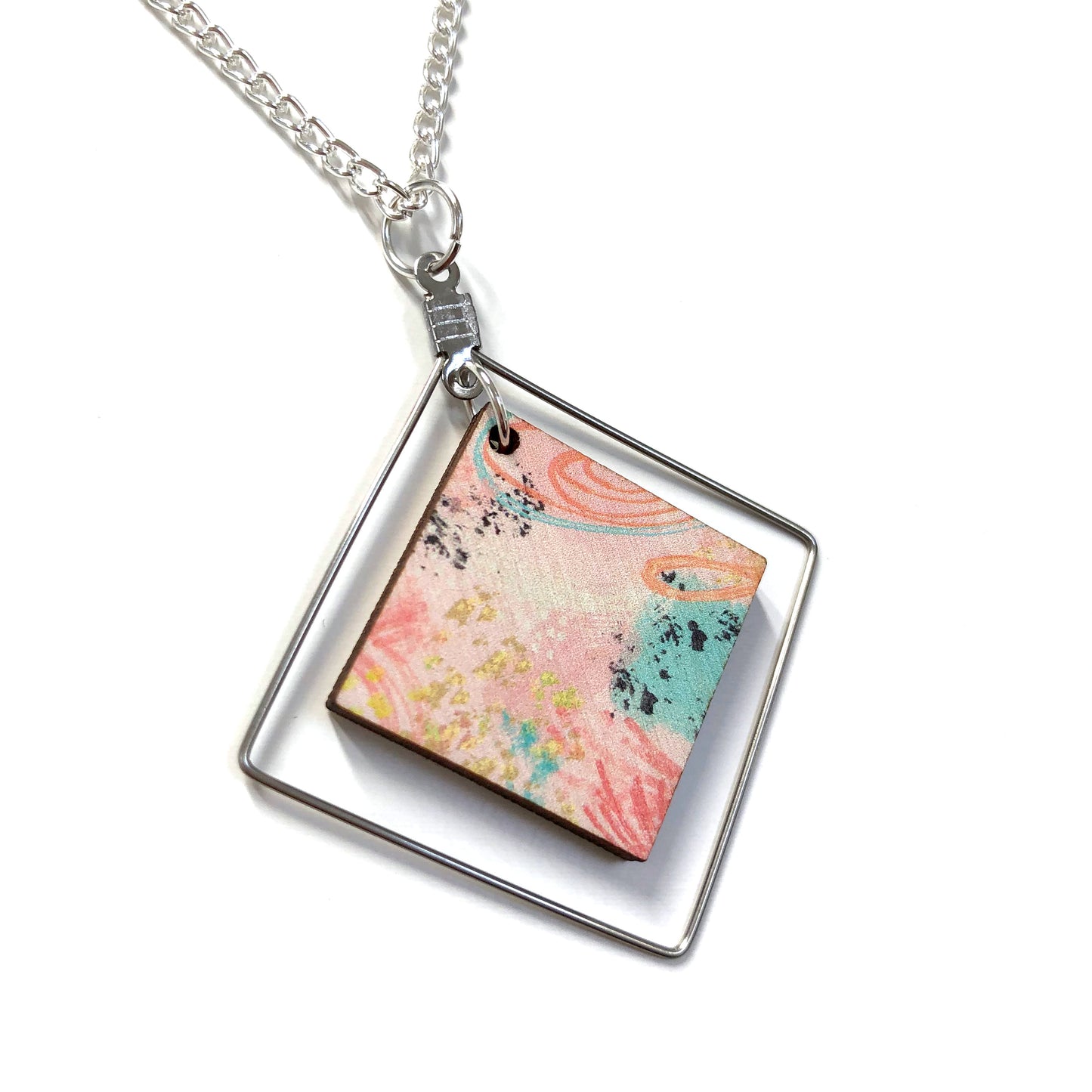 Pink pendant necklace - abstract design