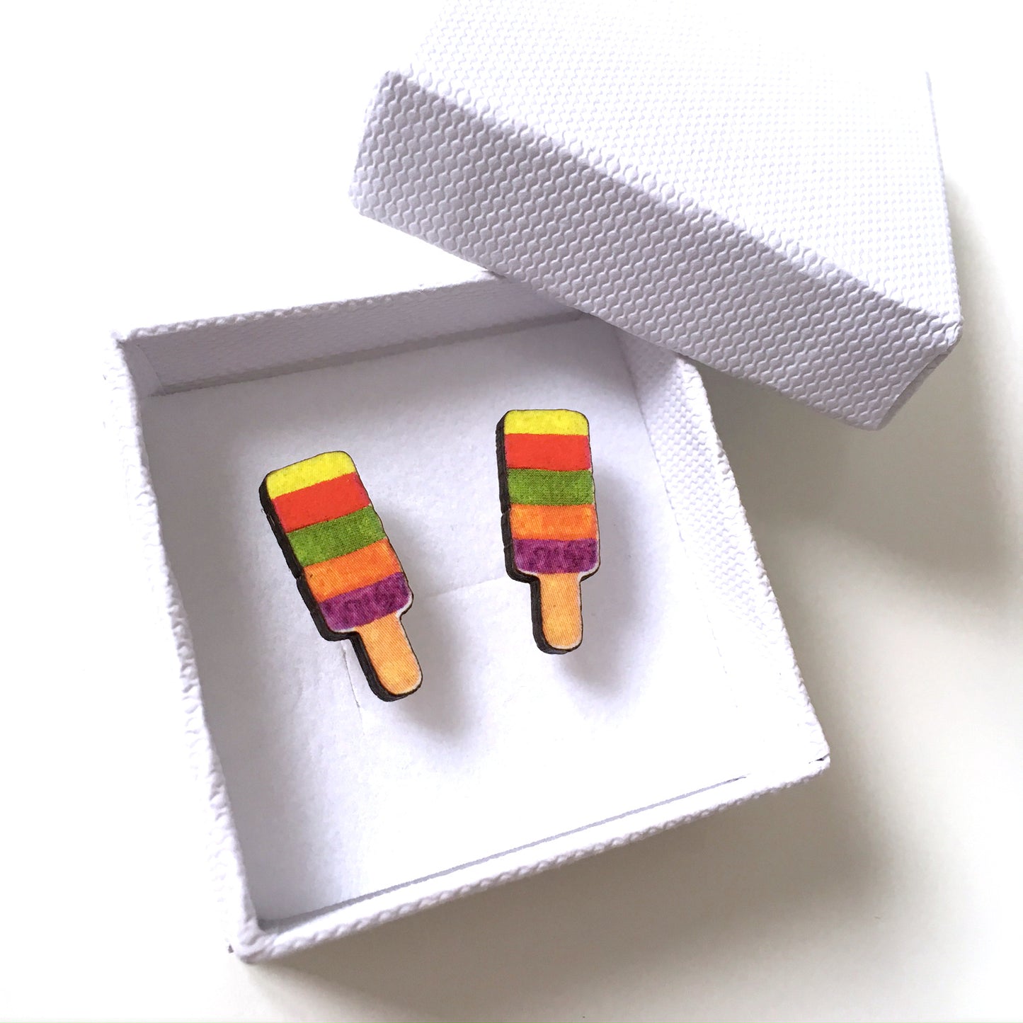 Rainbow ice lolly stud earrings - Summer jewellery