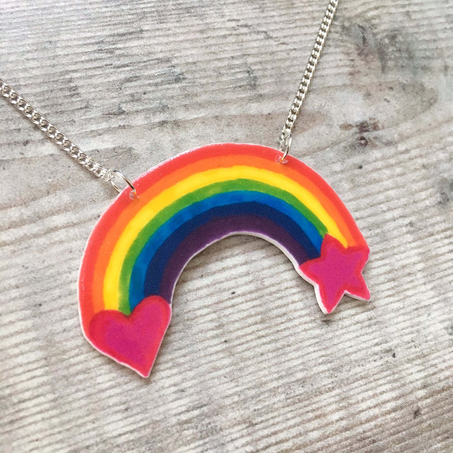 Rainbow colour pop bright pendant necklace