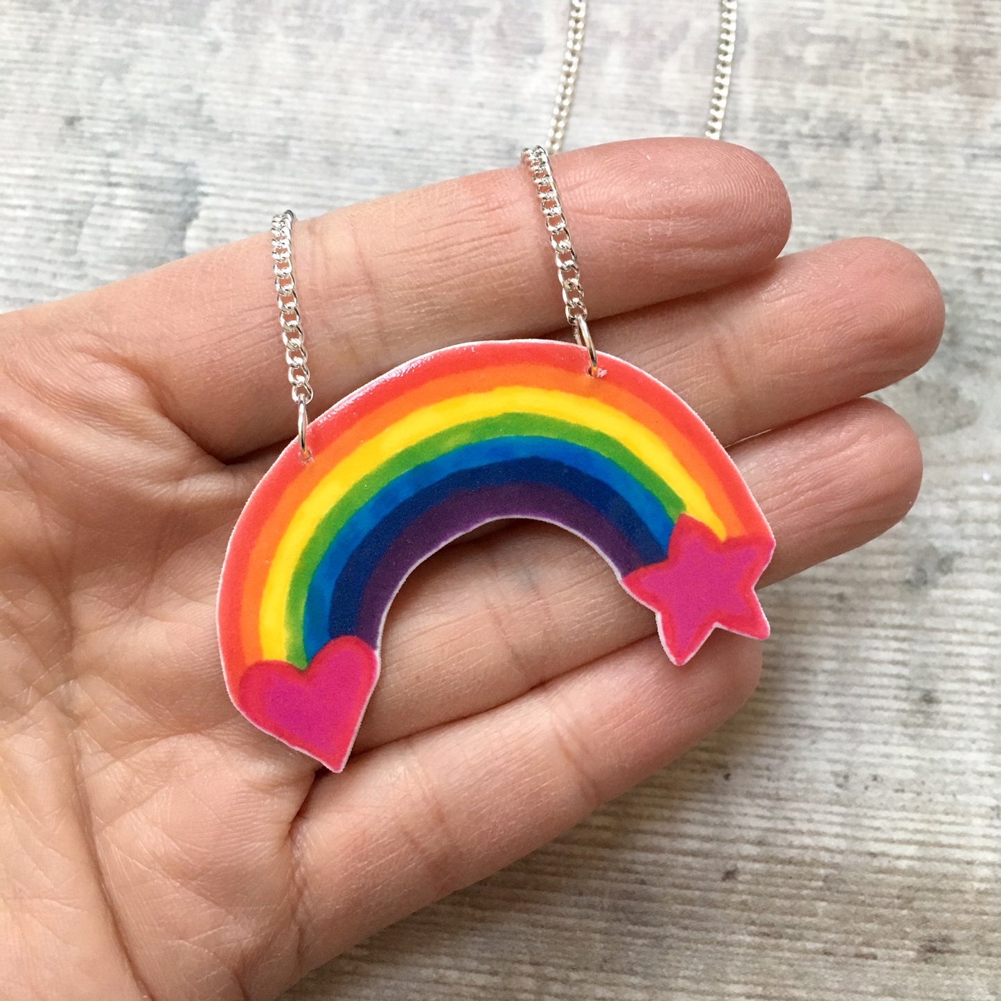 Rainbow colour pop bright pendant necklace