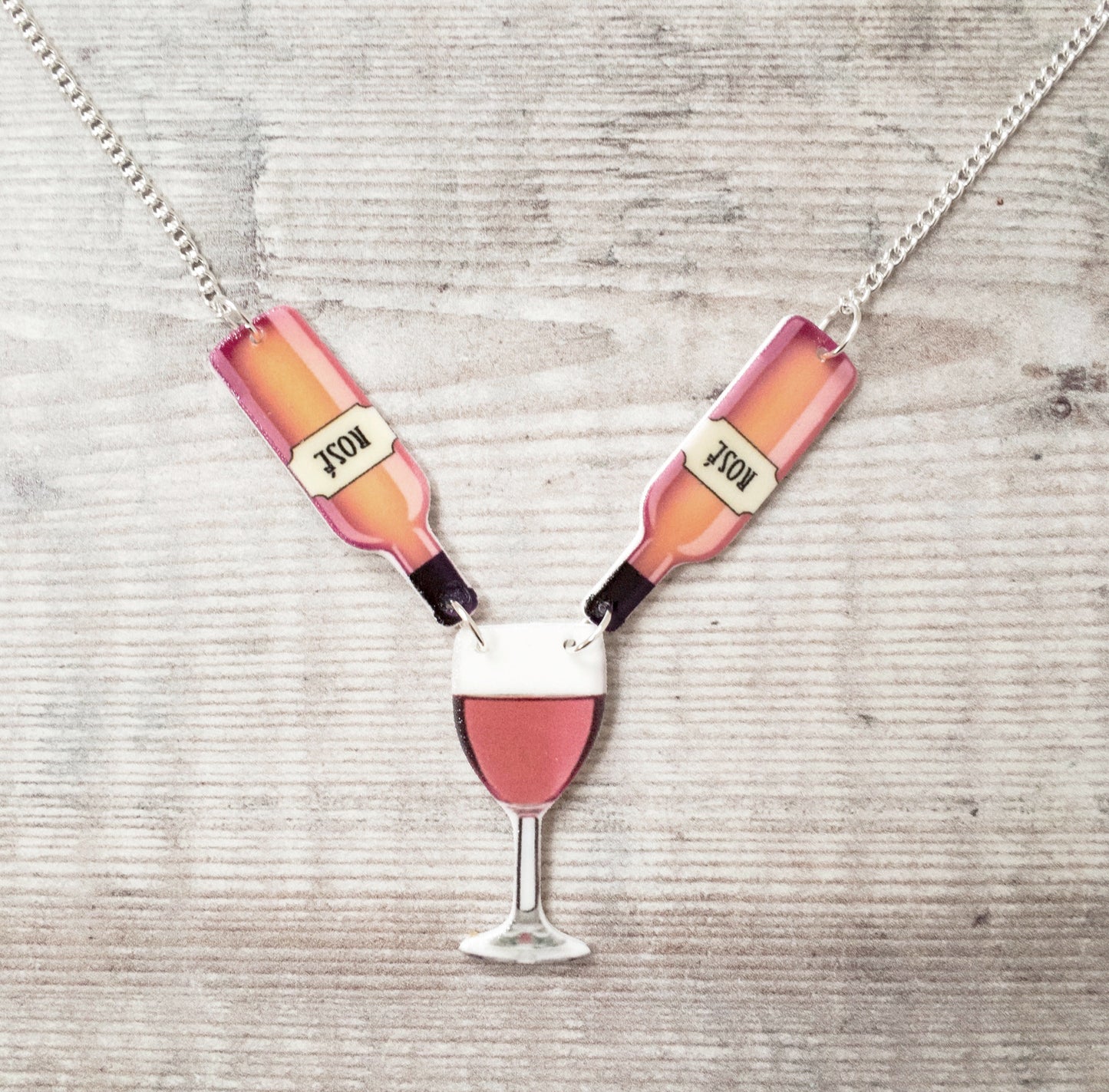Rose wine necklace - Wine lover jewellery gift