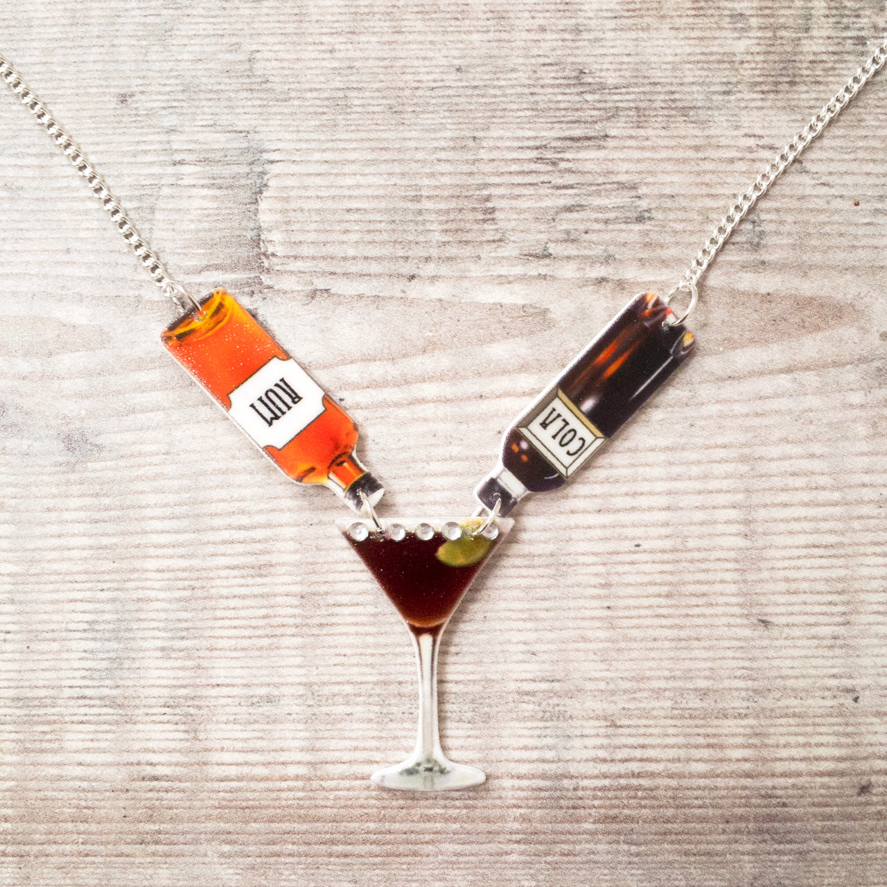 Rum and cola necklace - Cocktail necklace