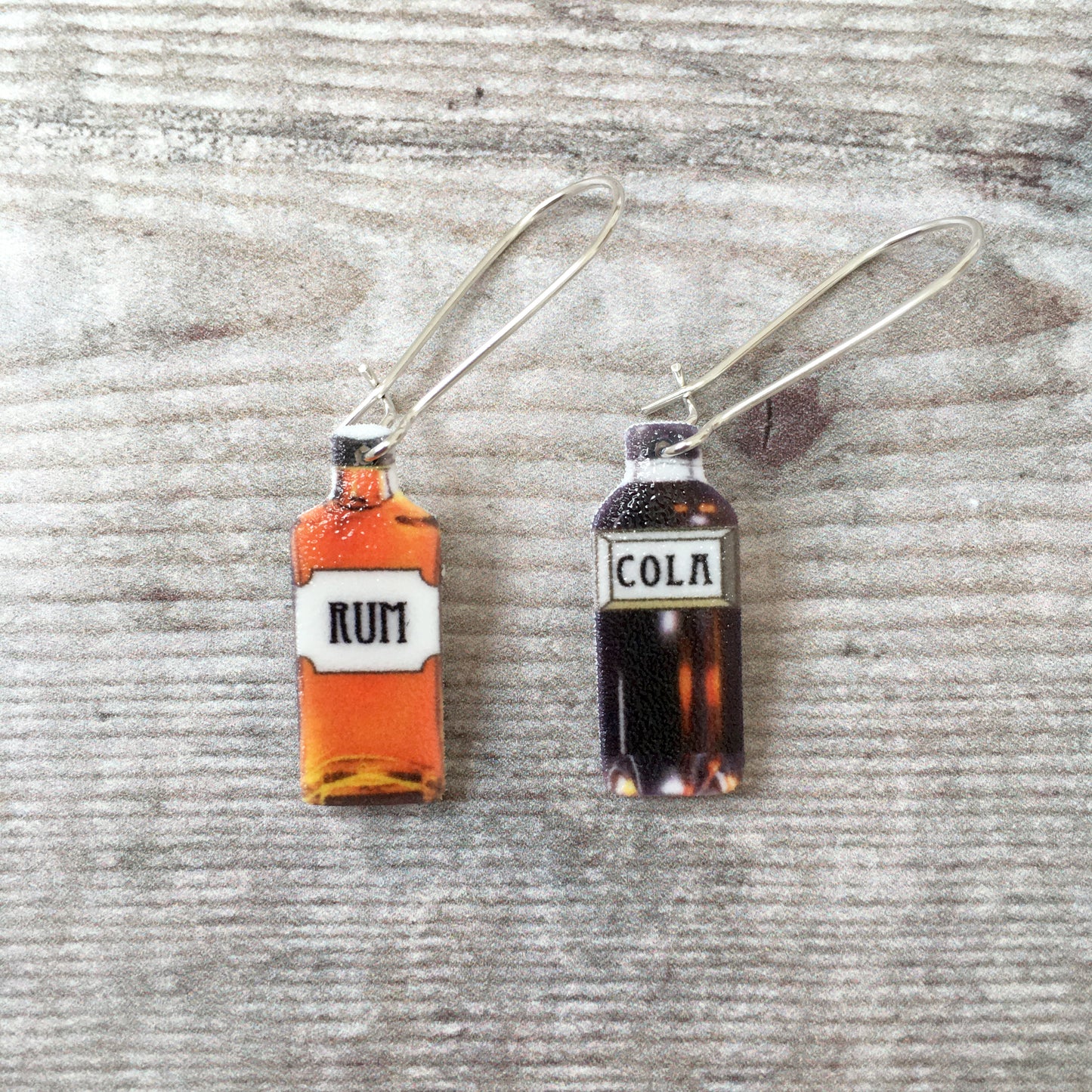 Rum and cola drop earrings - Rum lover gift