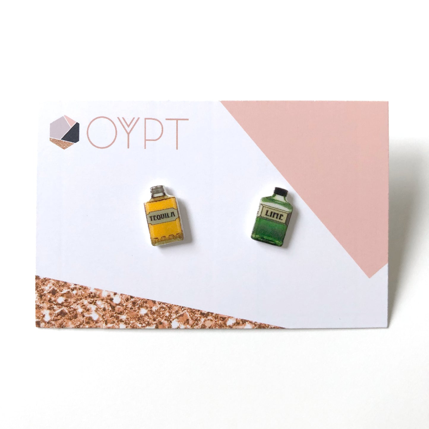 Tequila and lime bottle stud earrings - Quirky gift for friends