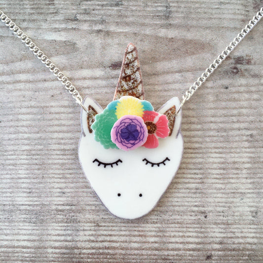Unicorn necklace in rainbow colours