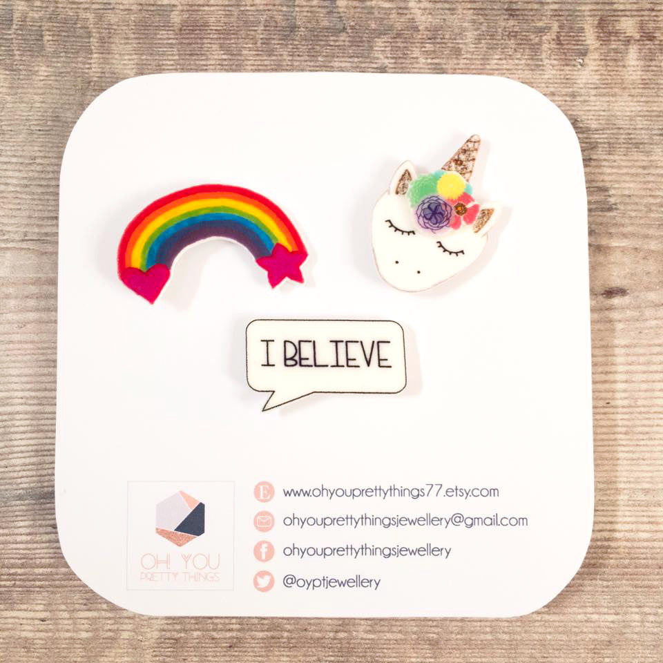 Unicorn rainbow pin set - Cute gift for girls