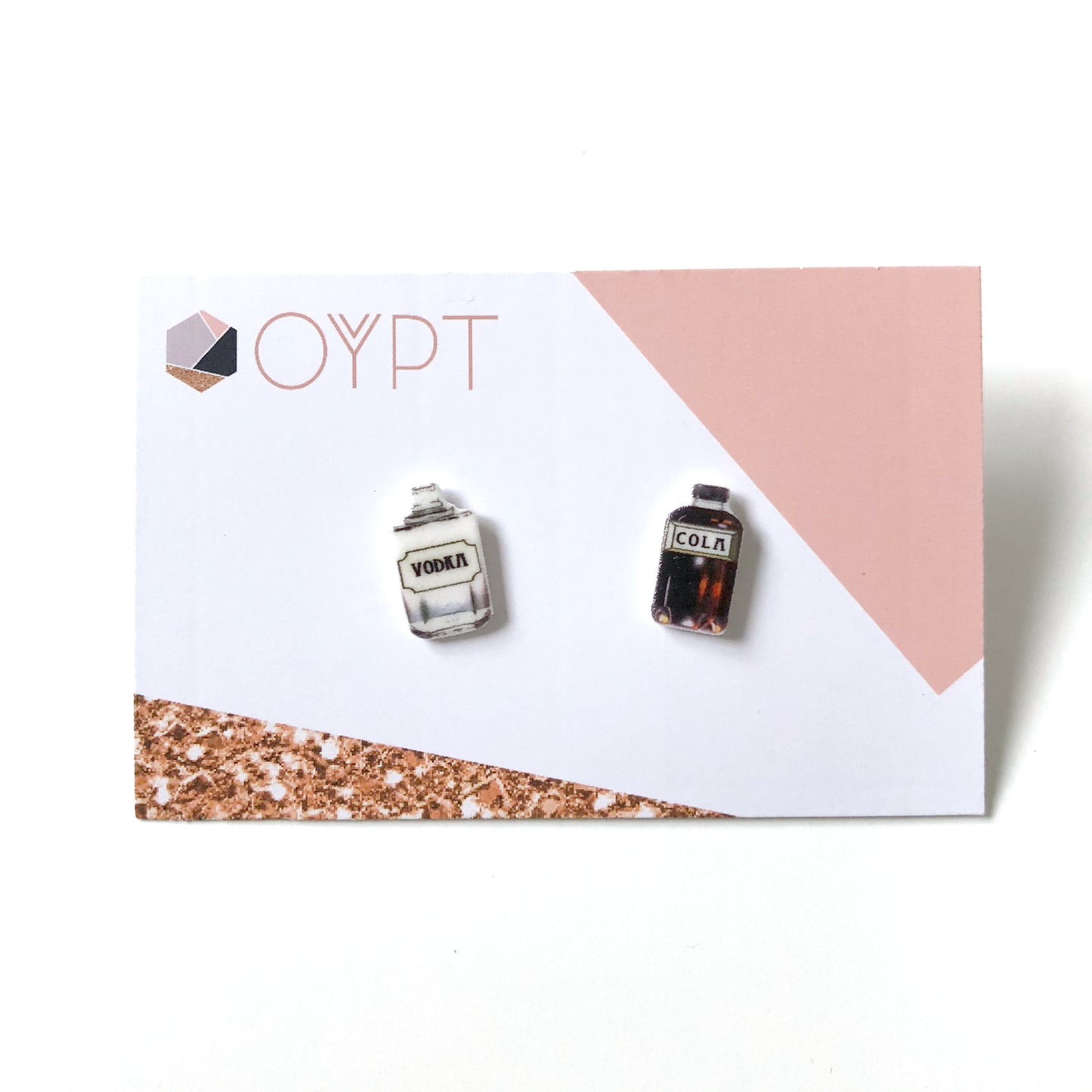 Vodka and cola bottle stud earrings - Quirky gift for friends