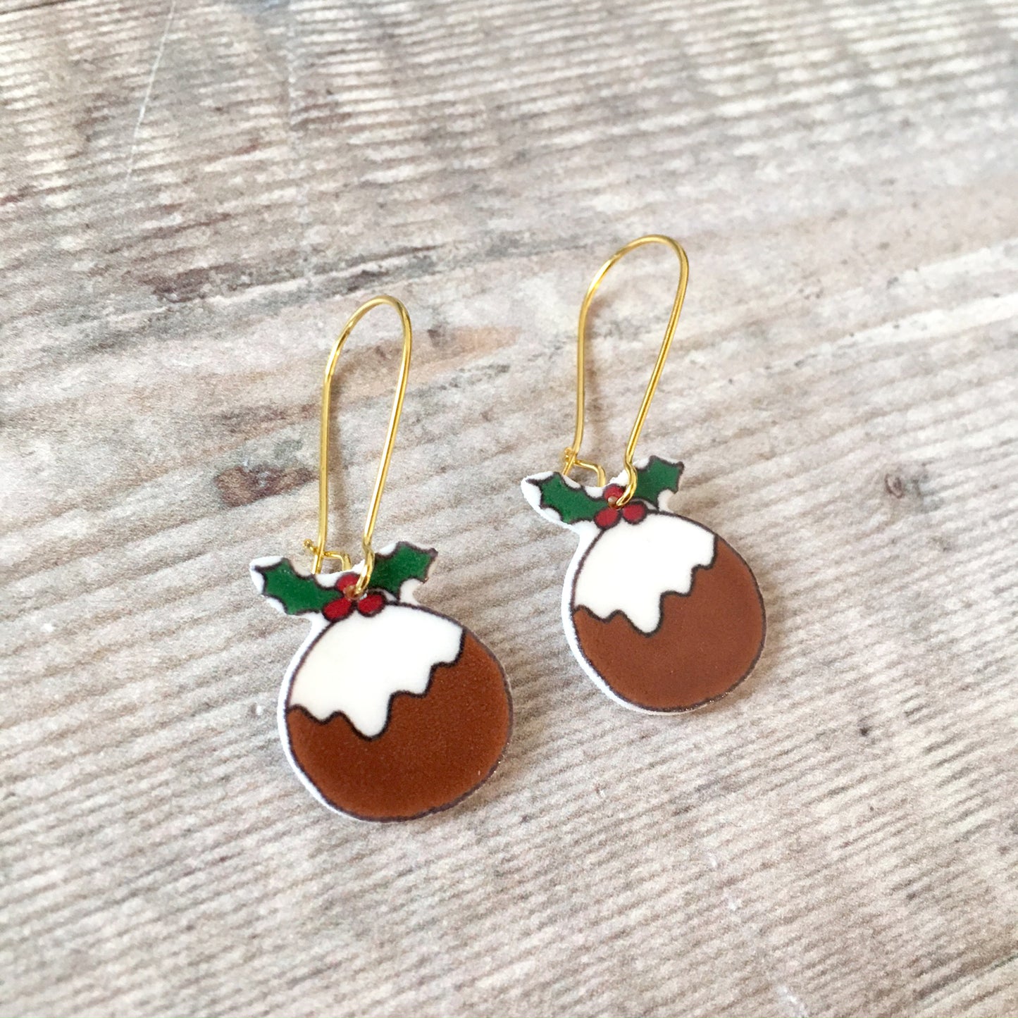 Christmas pudding novelty holiday earrings