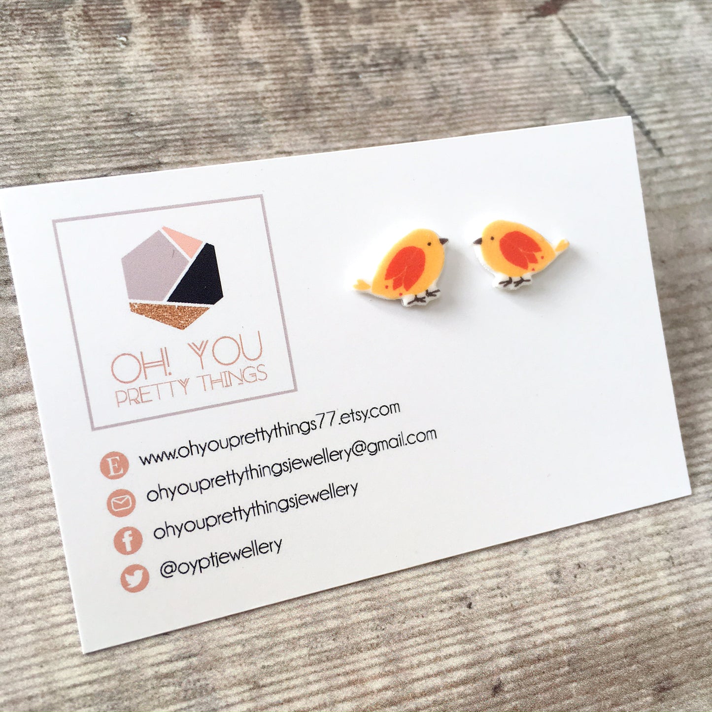 Yellow bird lover earrings - Quirky stud earrings for her